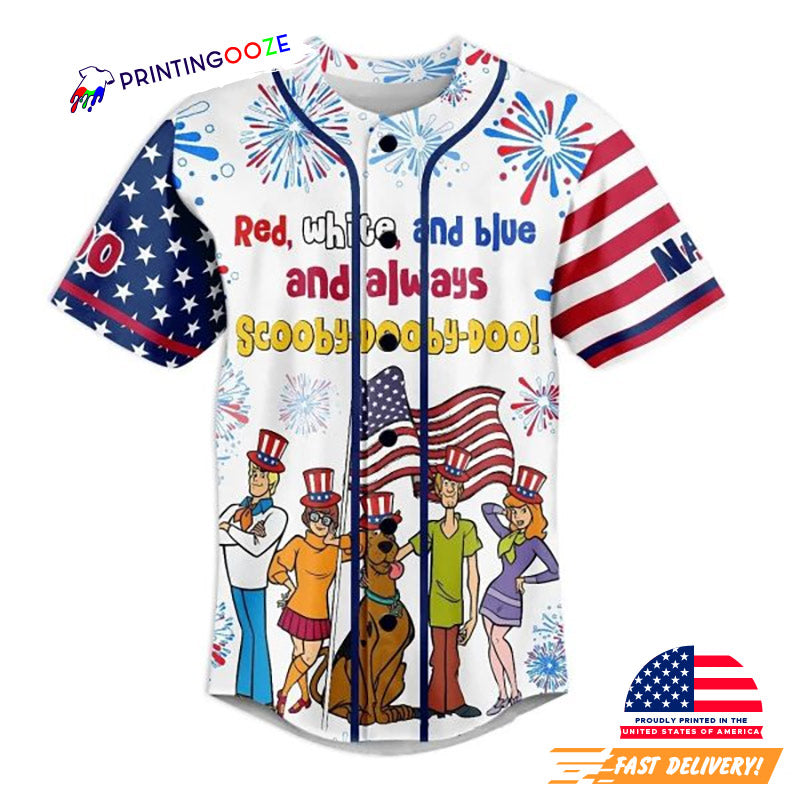 Independence Day Scooby-Doo Cartoon Baseball Jersey baseball jersey product view 1