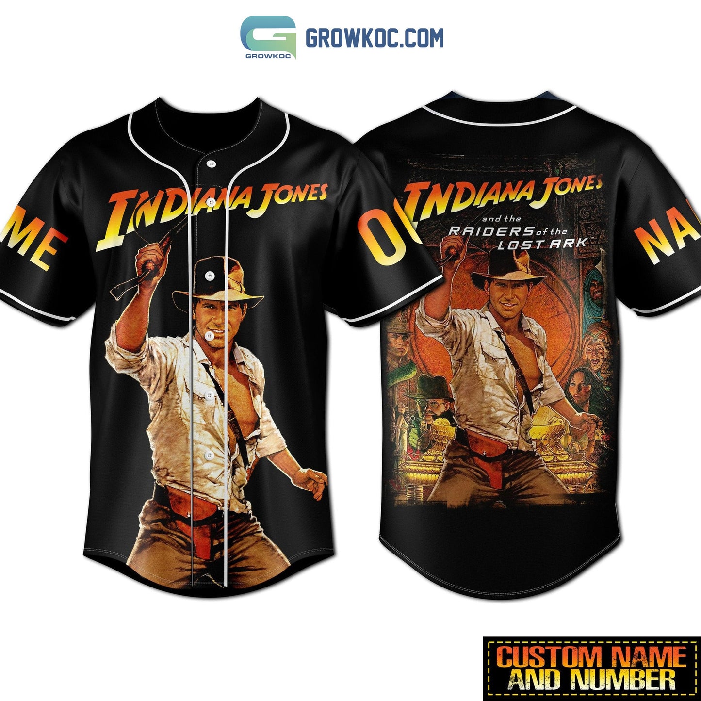 Indiana Jones And The Raiders Of The Lost Ark Personalized Baseball Jersey baseball jersey product view 1
