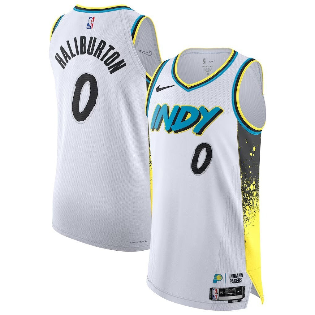 Indiana Pacers #0 Tyrese Haliburton 202425 Authentic Player Jersey - City Edition - White Basketball Jersey basketball jersey product view 1