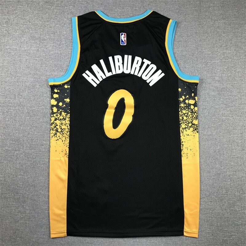 Indiana Pacers #0 Tyrese Haliburton Pacers 0 City Black Blue s-xxl Style 1 Basketball Jersey basketball jersey product view 1