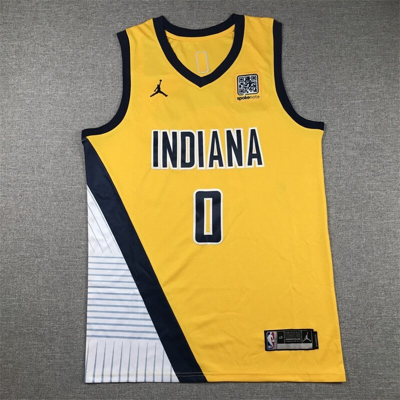 Indiana Pacers #0 Tyrese Haliburton Pacers 0 Yellow s-xxl Style 2 Basketball Jersey basketball jersey product view 1