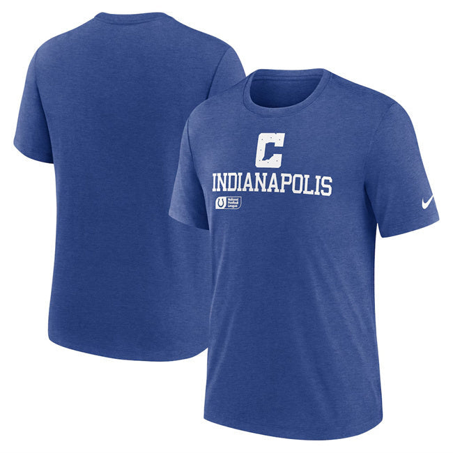 Indianapolis Colts Blue Overlap Lockup Tri-Blend T-Shirt Football Jersey football jersey product view 1