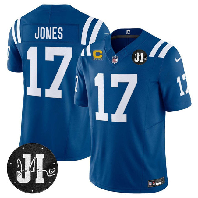 Indianapolis Colts #17 Daniel Jones Blue 2025 F.U.S.E. With 4-Star C Patch And Jim Football Jersey football jersey product view 1