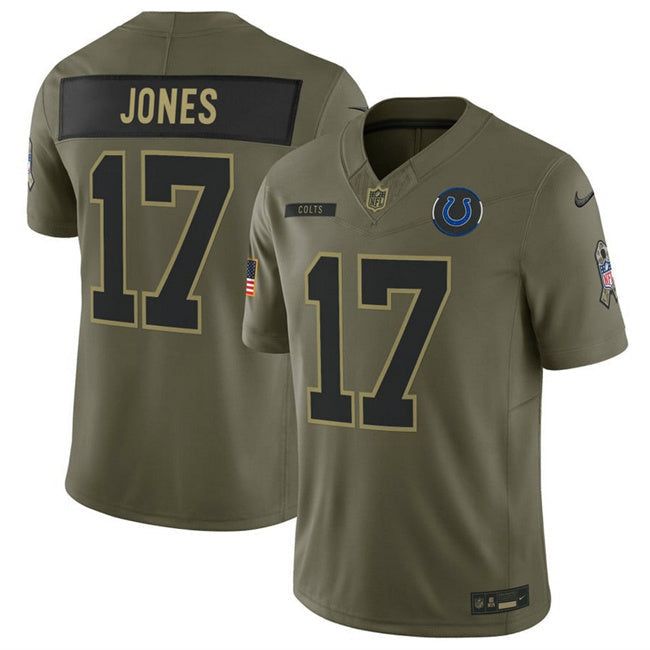 Indianapolis Colts #17 Daniel Jones Olive 2025 F.U.S.E. Salute to Service Limited Football Jersey football jersey product view 1