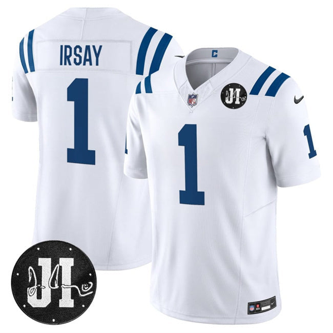Indianapolis Colts #1 Jim Irsay White 2025 F.U.S.E. Jim Irsay Patch Vapor Limited Football Jersey football jersey product view 1