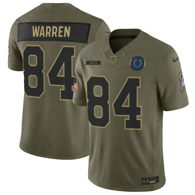 Indianapolis Colts #84 Tyler Warren Olive 2025 F.U.S.E. Salute to Service Limited Football Jersey football jersey product view 1