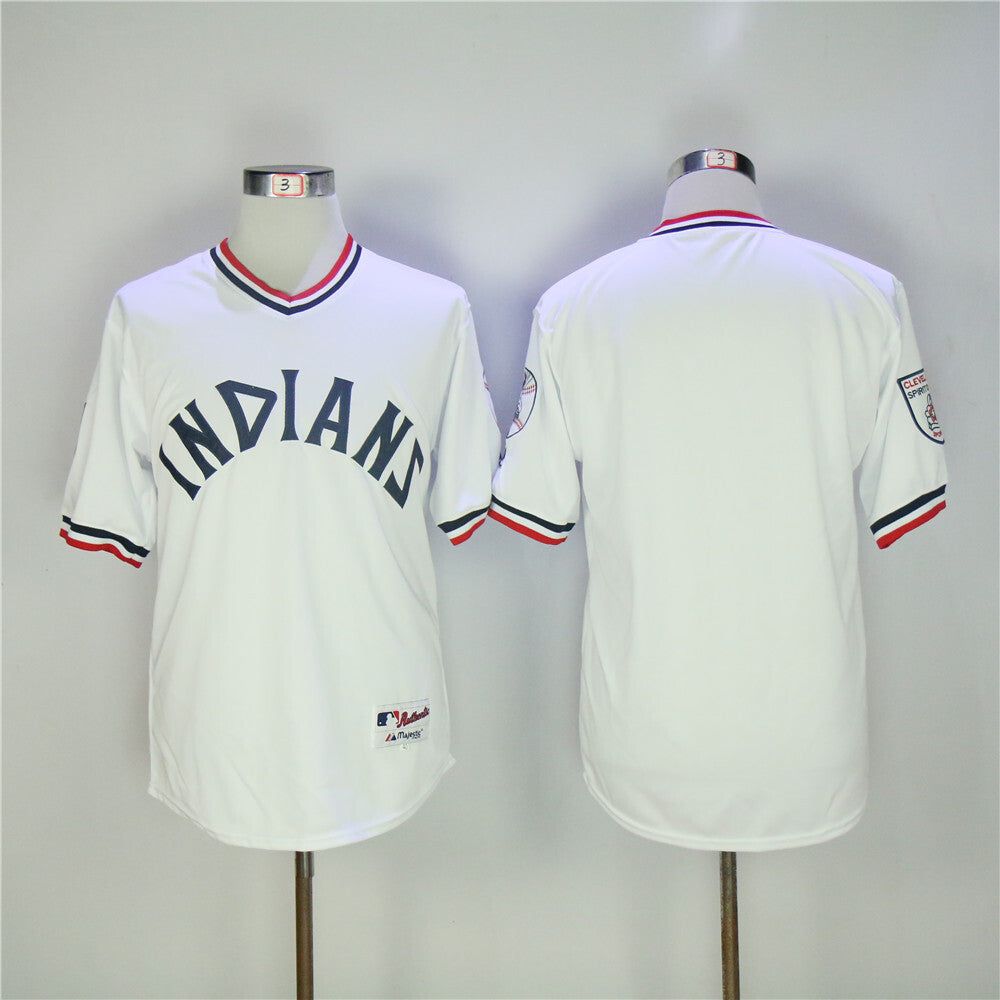 Indians 0 White Pullover Retro Baseball Jersey baseball jersey product view 1