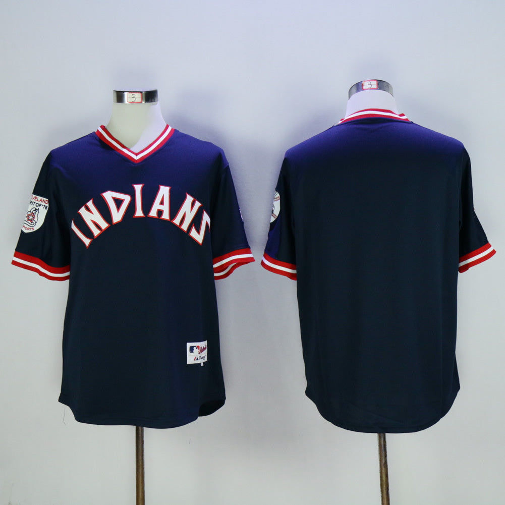 Indians Blank Blue Pullover 1976 Retro Baseball Jersey baseball jersey product view 1