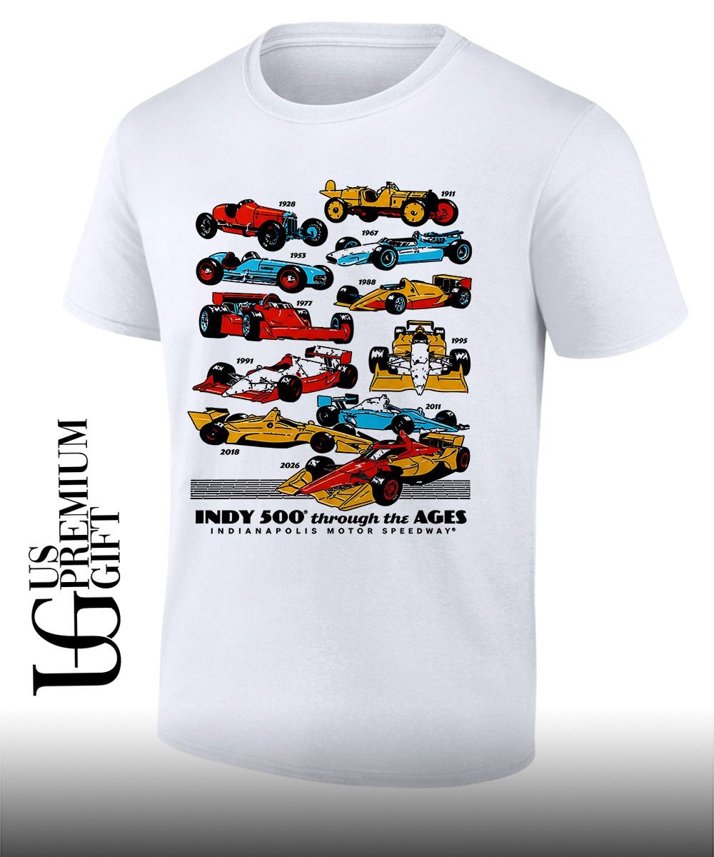 Indy 500 Through The Ages 2026 Racing shirt Unisex T-shirt, Sweatshirt, Hoodie, Long Sleeve Tee - T-Shirt, Sweatshirt, Hoodie
