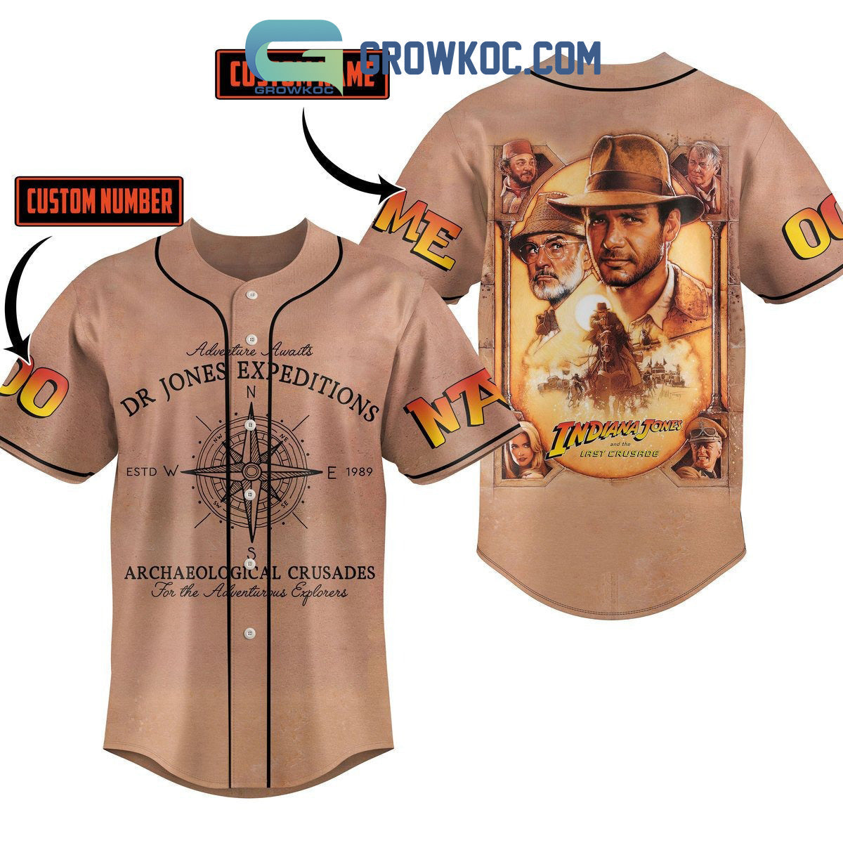 Inidiana Jones Dial Of Destiny Personalized Baseball Jersey baseball jersey product view 3