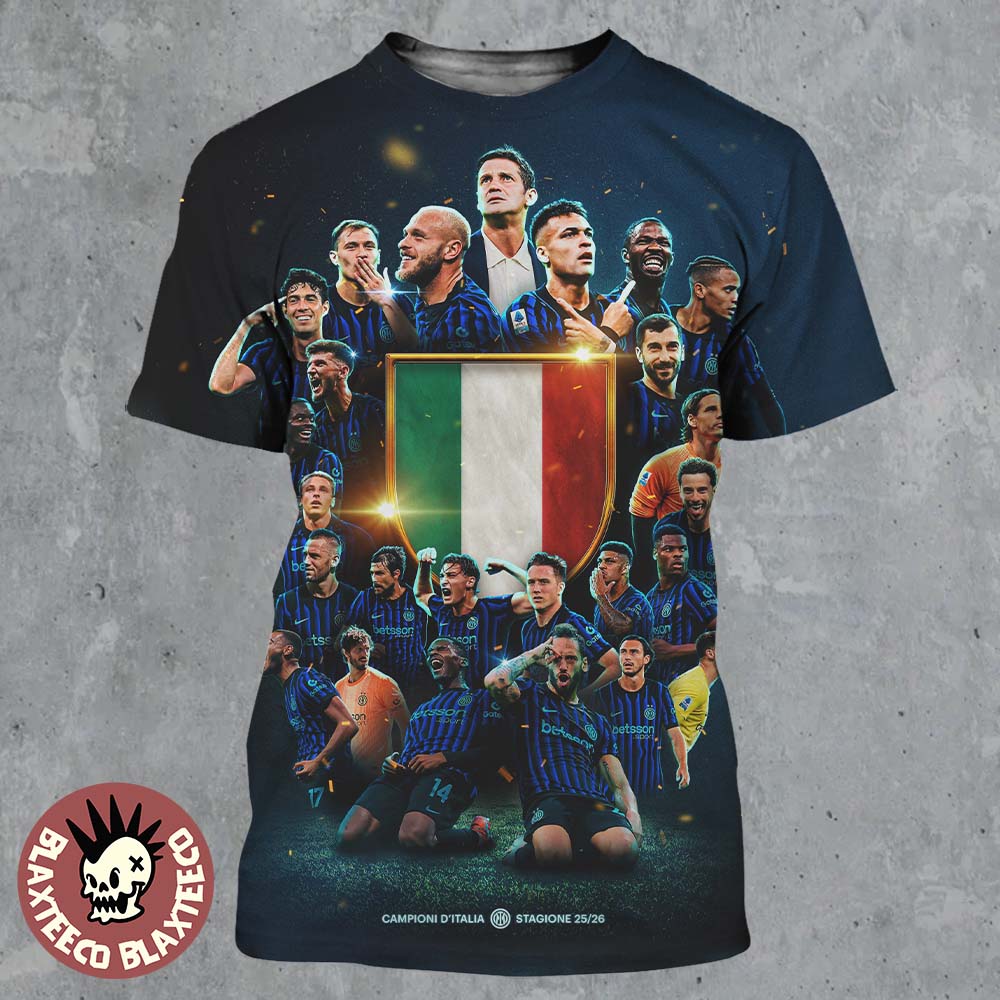 Inter Milan Campioni DItalia Stagione 2025 2026 Serie A Champions 21th Scudetto All Over Print Shirt - T-Shirt, Sweatshirt, Hoodie