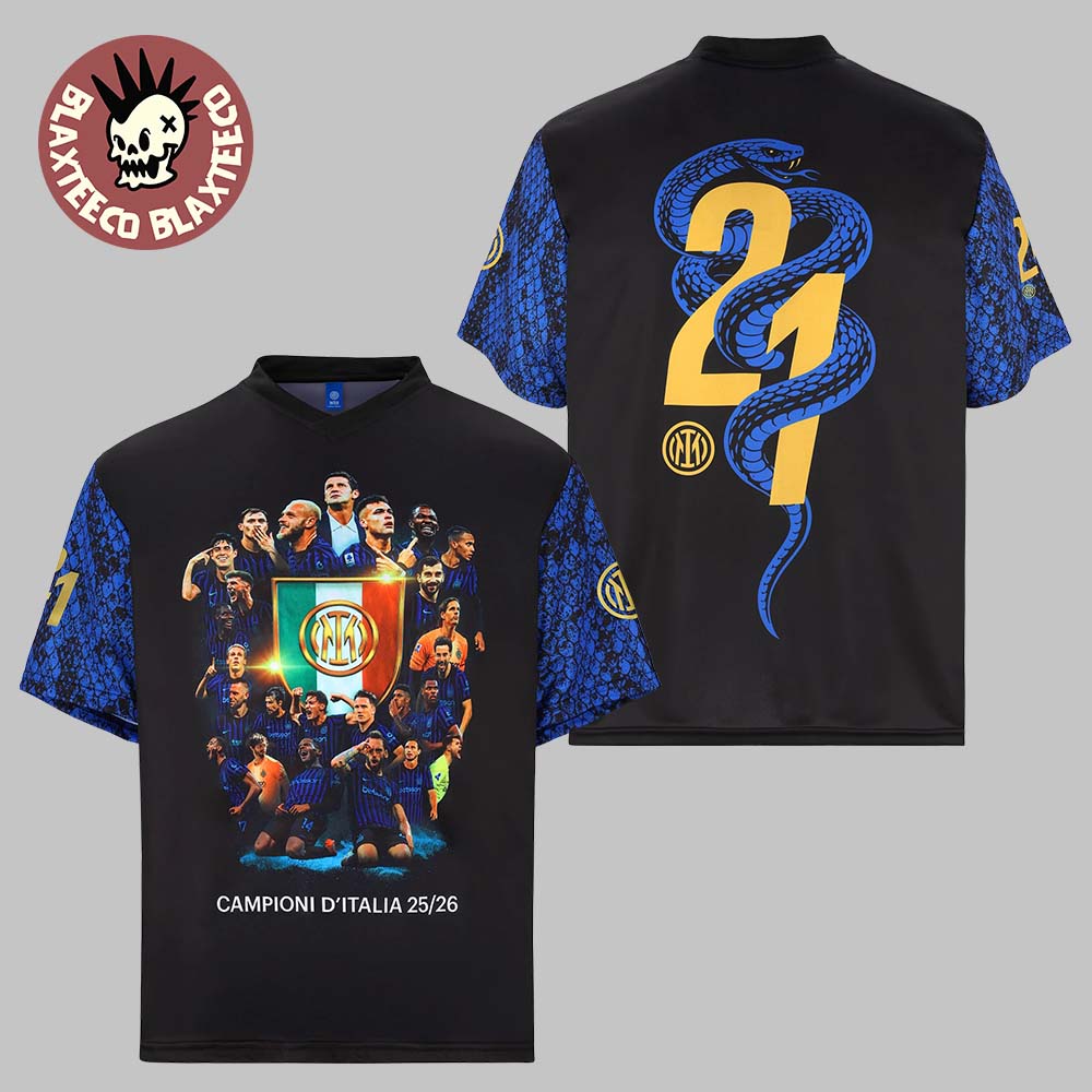 Inter Milan Campioni DItalia Stagione 2025 2026 Serie A Champions 21th Scudetto Blue Snake T-Shirt - T-Shirt, Sweatshirt, Hoodie