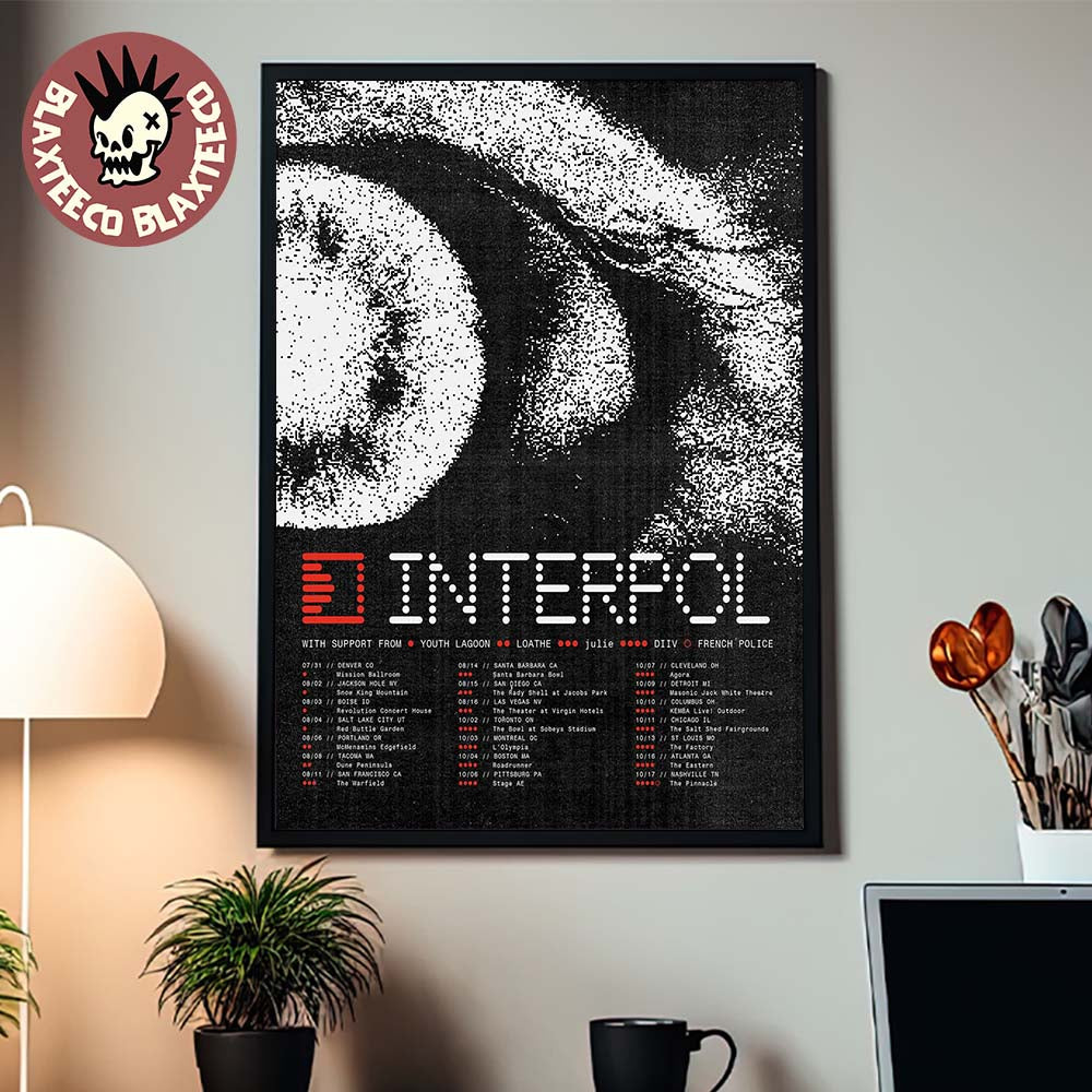 Interpol 2026 North America Tour Schedule Dates Decor Poster Canvas Unisex T-shirt, Sweatshirt, Hoodie, Long Sleeve Tee - T-Shirt, Sweatshirt, Hoodie