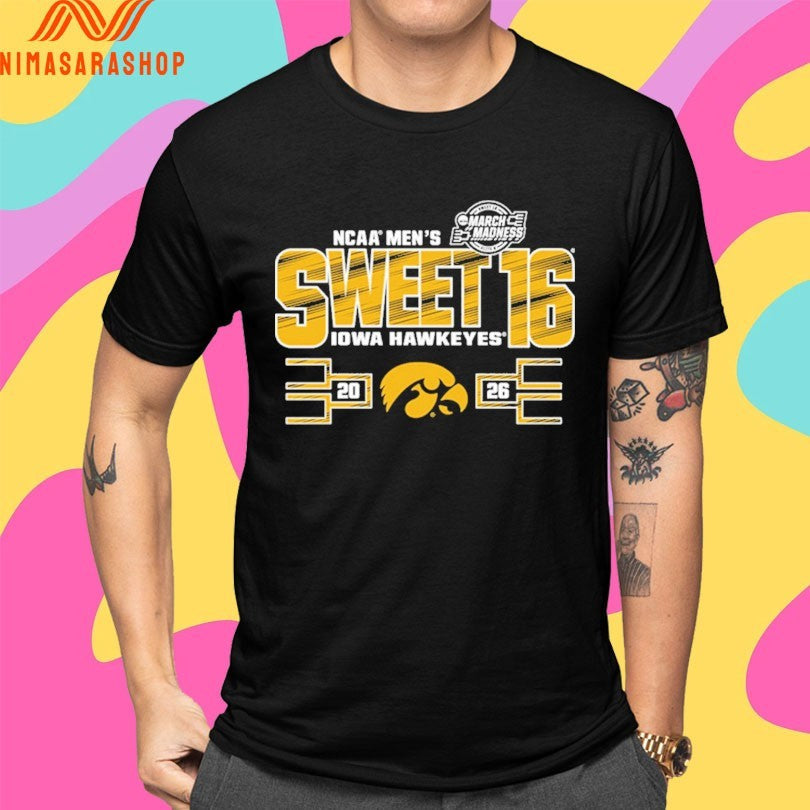Iowa Hawkeyes 2026 Ncaa Men's Basketball Sweet 16 - Adult & Kids T-Shirts, Sweatshirts & Hoodies apparel design preview 4
