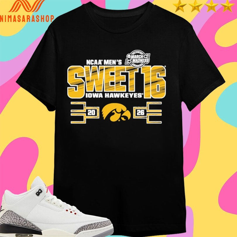 Iowa Hawkeyes 2026 Ncaa Men's Basketball Sweet 16 - Adult & Kids T-Shirts, Sweatshirts & Hoodies apparel design preview 1