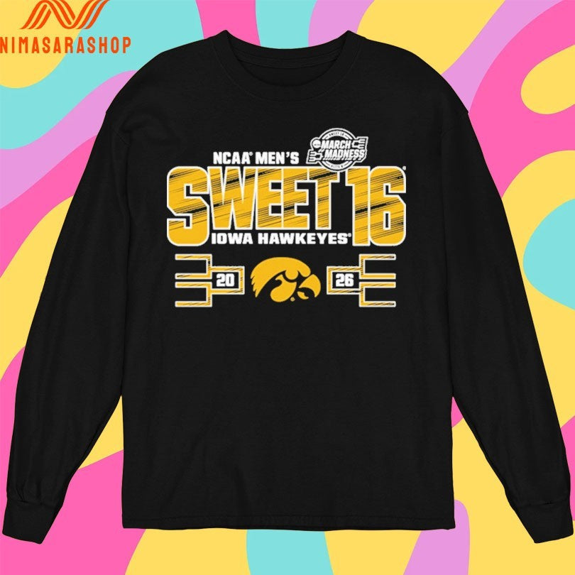 Iowa Hawkeyes 2026 Ncaa Men's Basketball Sweet 16 - Adult & Kids T-Shirts, Sweatshirts & Hoodies apparel design preview 3