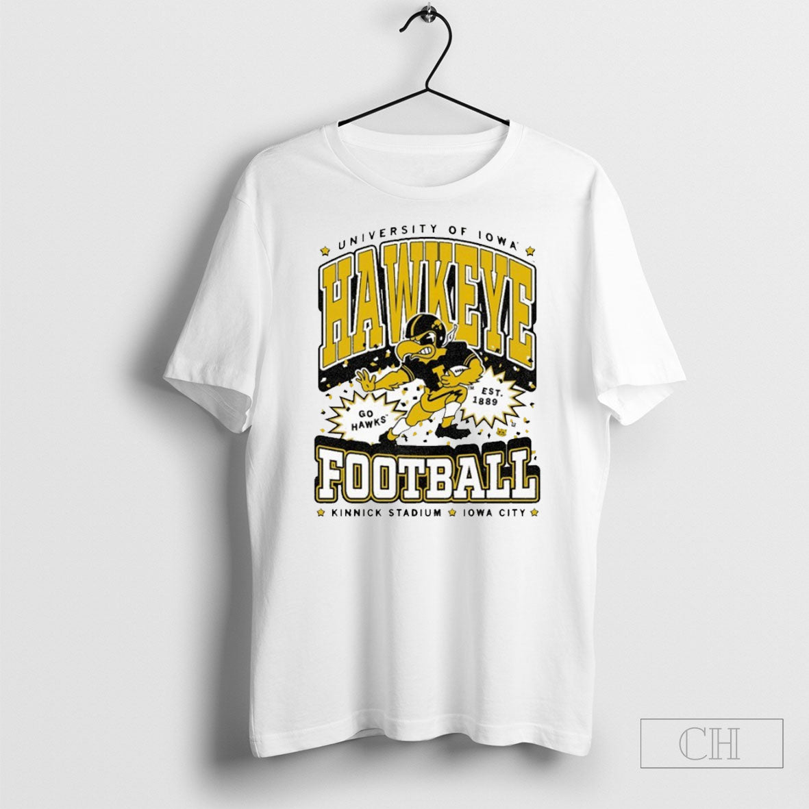 Iowa Hawkeyes Go Hawks Kinnick Stadium City Est 1889 Mascot Shirt Tee Unisex T-shirt, Sweatshirt, Hoodie, Long Sleeve Tee - T-Shirt, Sweatshirt, Hoodie