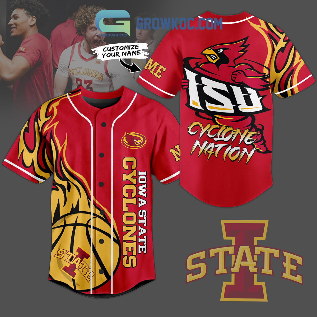 Iowa State Cyclones Nation Fan Personalized Baseball Jersey baseball jersey product view 3
