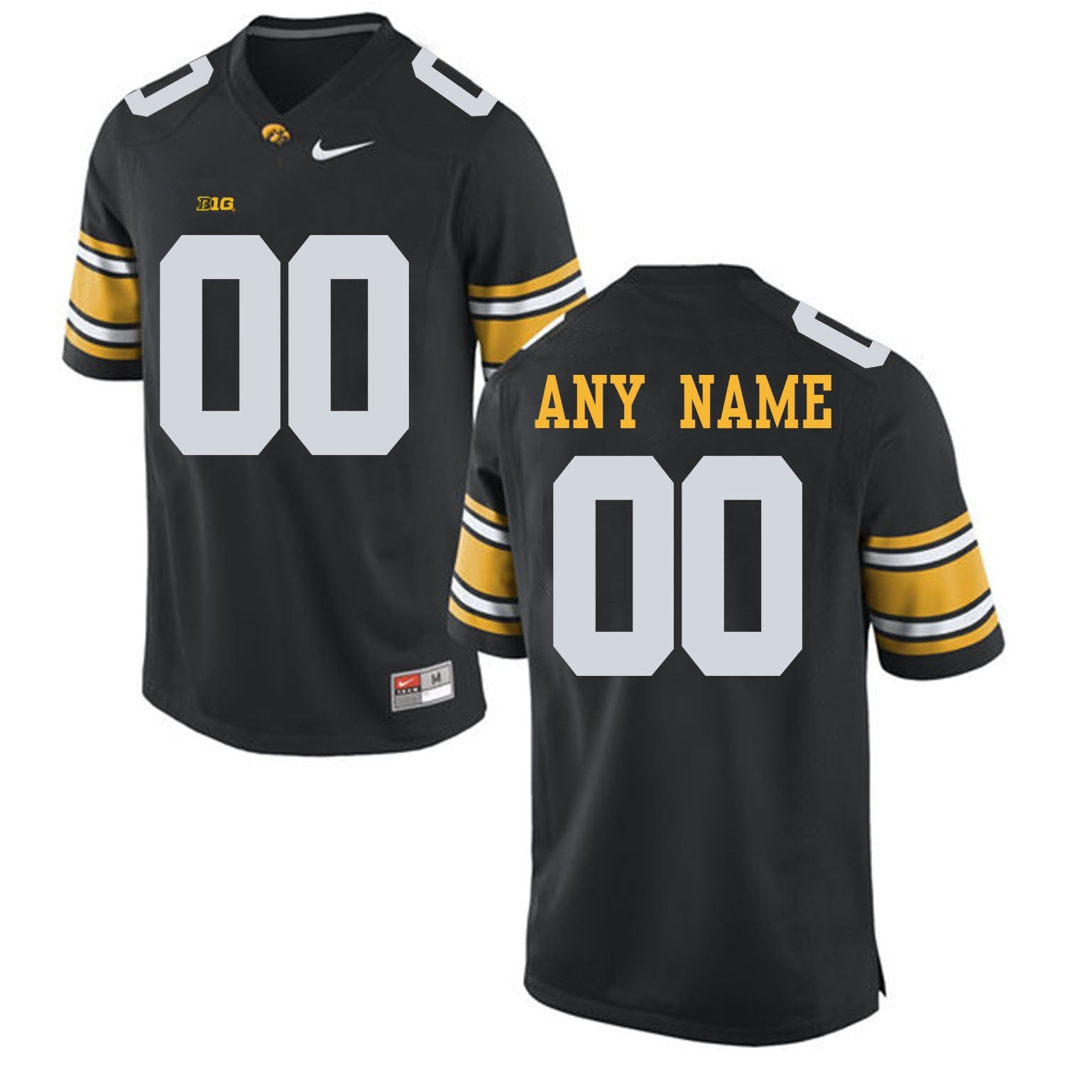 Iowa ANY NAME 00 Black College Football Jersey football jersey product view 1