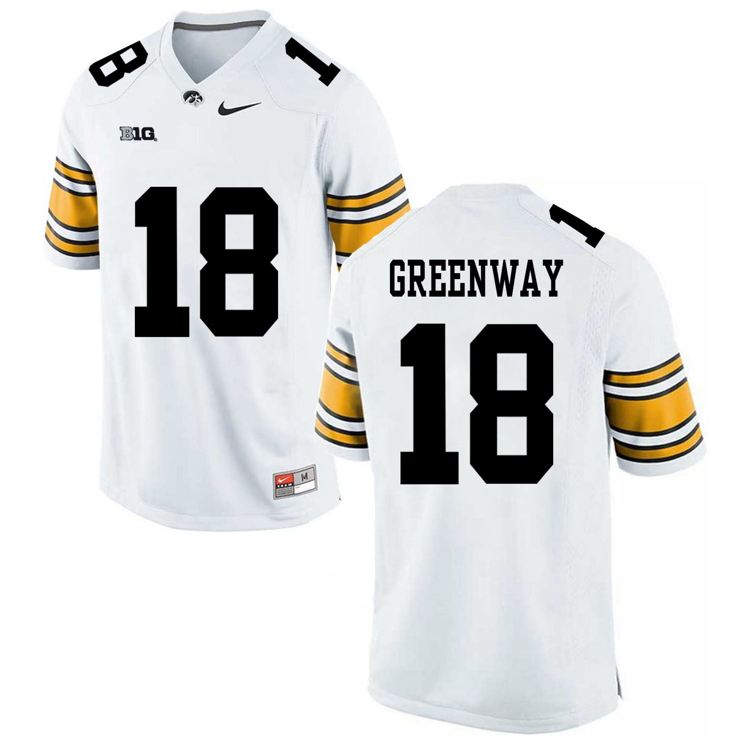 Iowa GREENWAY 18 White College Football Jersey football jersey product view 1