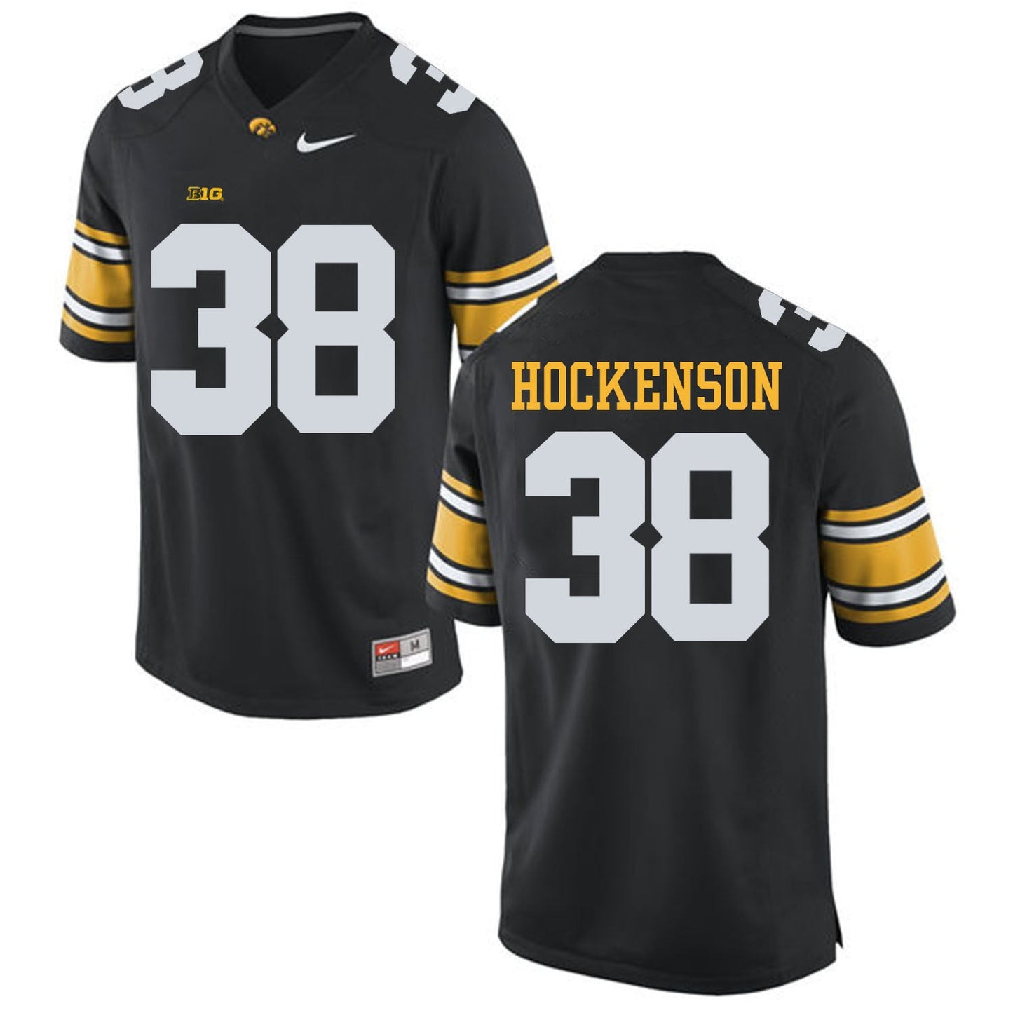 Iowa HOCKENSON 38 Black College Football Jersey football jersey product view 1