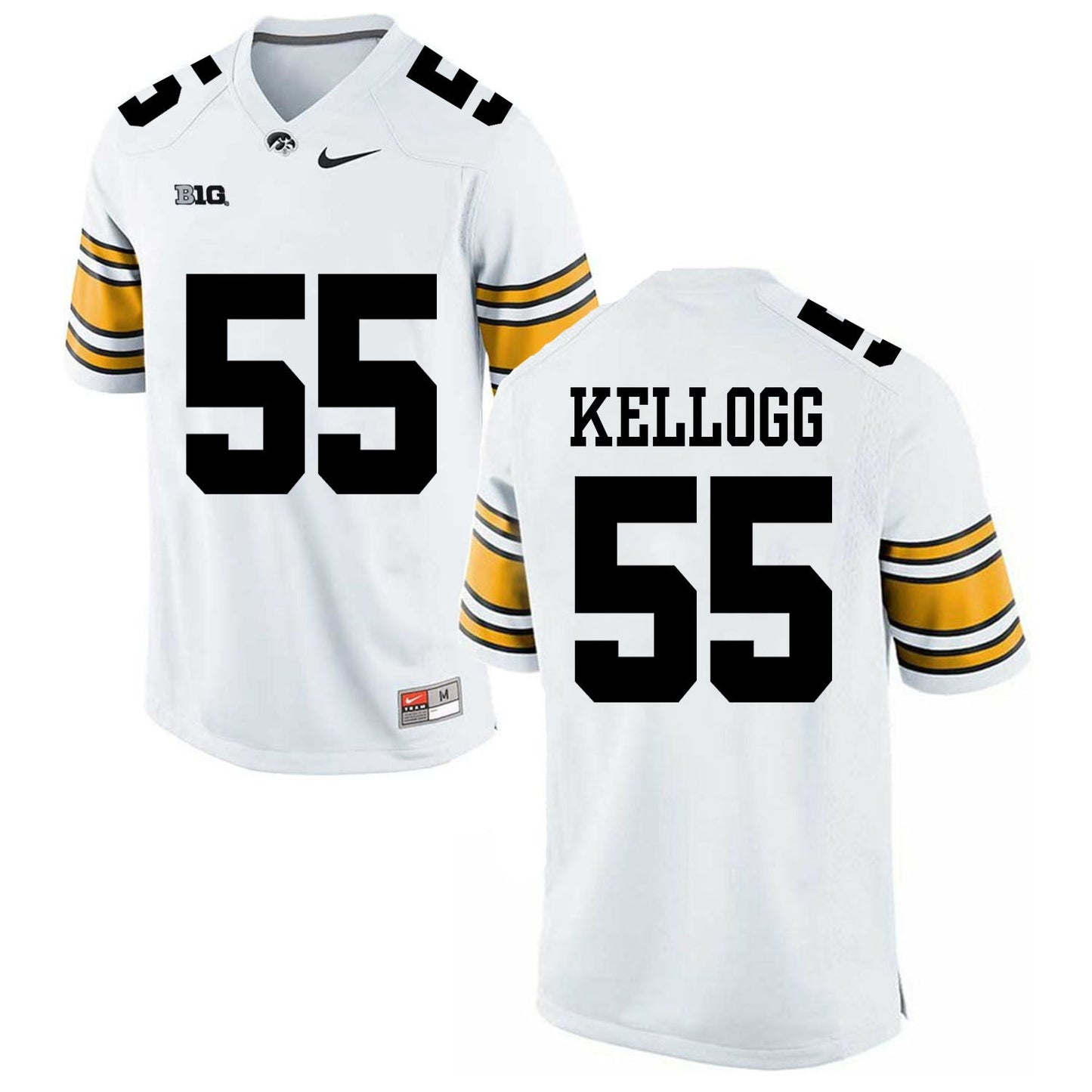 Iowa KELLOGG 55 White College Football Jersey football jersey product view 1