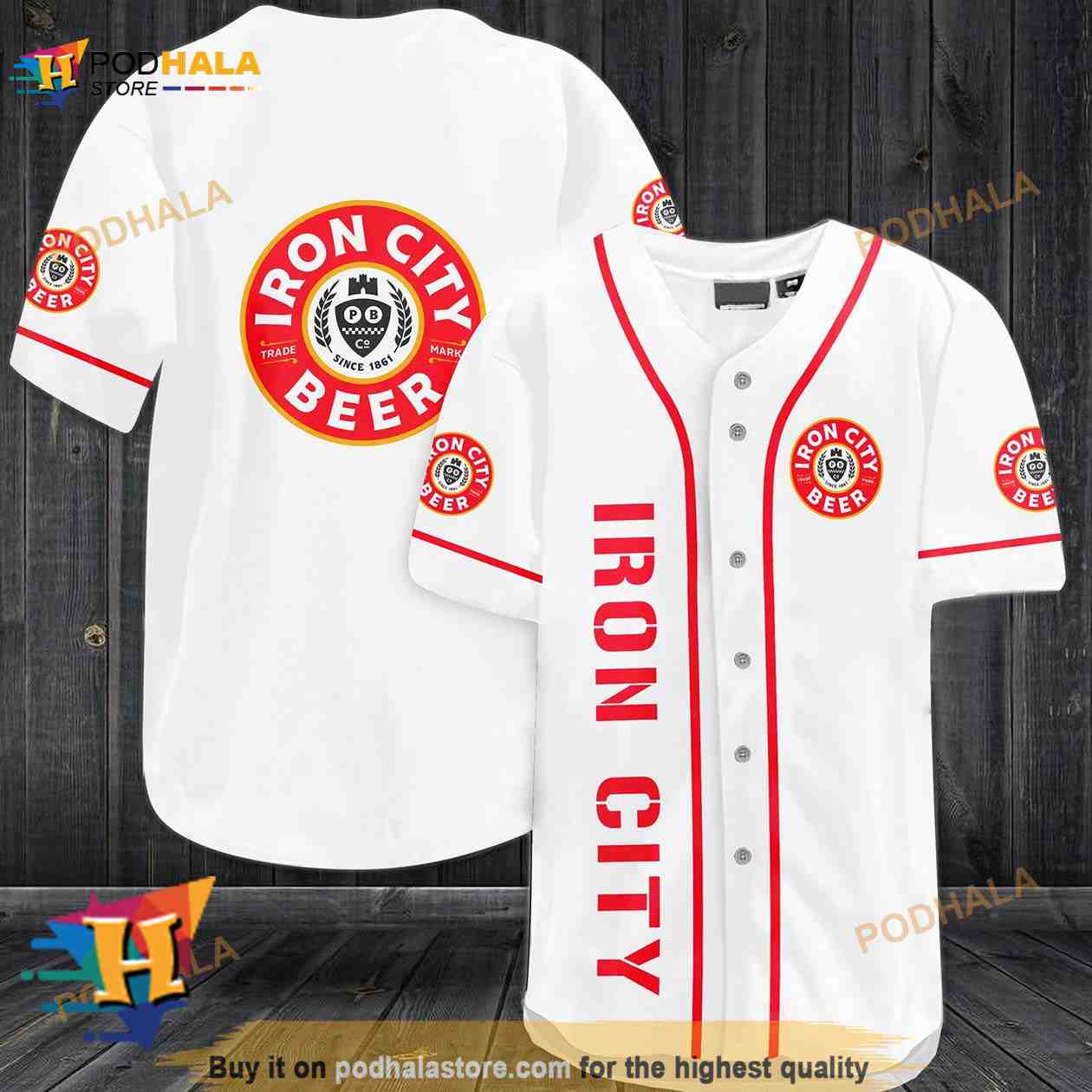 Iron City Beer 3D Baseball Jersey baseball jersey product view 1