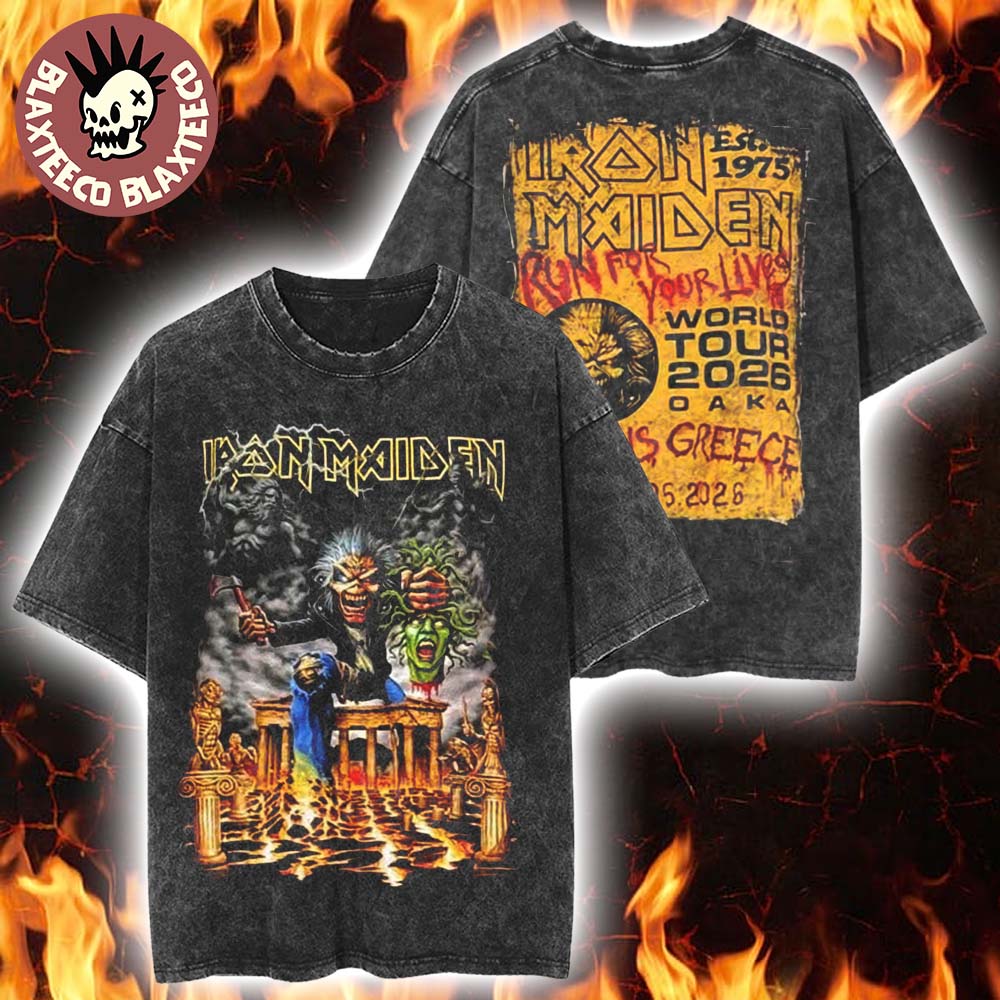 Iron Maiden Athens Greece 2026 Tour Exclusive Event Tee At Oaka On 23 May 2026 Vintage Washed Tee - T-Shirt, Sweatshirt, Hoodie