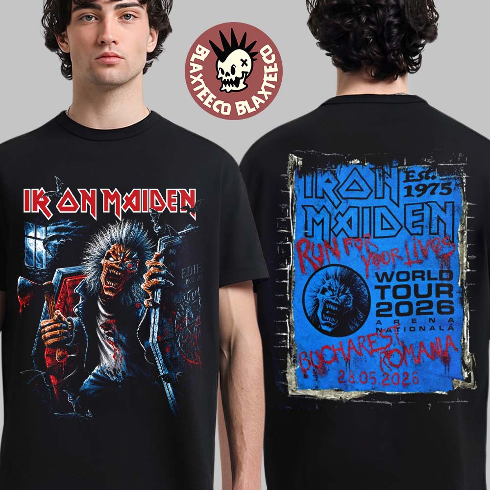 Iron Maiden Bucharest Romania 2026 Tour Exclusive Event Tee At Arena Nationala On 28 May 2026 Eddie In The Coffin T-Shirt - T-Shirt, Sweatshirt, Hoodie