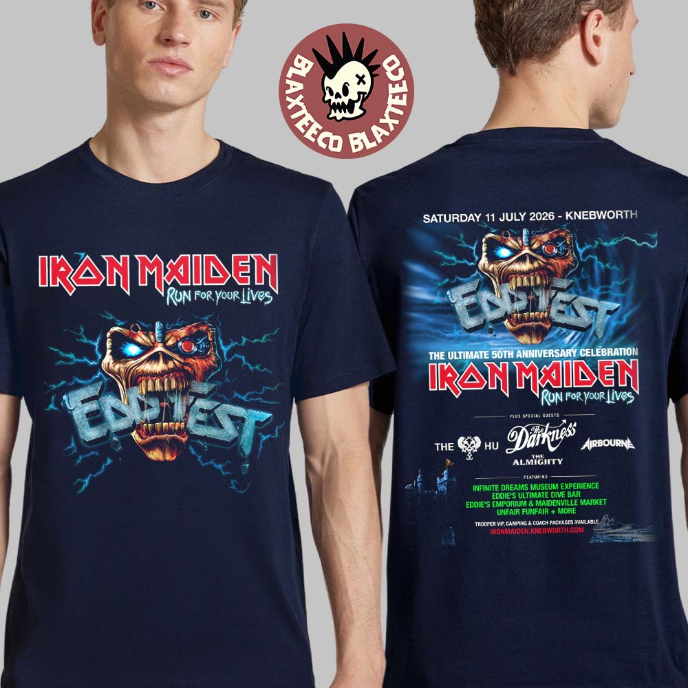Iron Maiden EddFest The Ultimate 50th Anniversary Celebration On 11 July 2026 I Knebworth UK Two Sided T-Shirt - T-Shirt, Sweatshirt, Hoodie