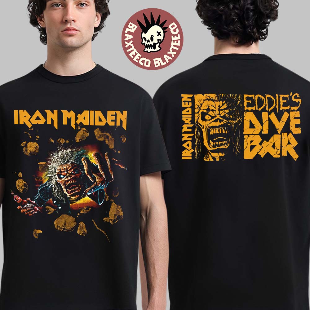 Iron Maiden Eddies Dive Bar 2026 Merch Run For Your Lives World Tour Two Sided T-Shirt Unisex T-shirt, Sweatshirt, Hoodie, Long Sleeve Tee - T-Shirt, Sweatshirt, Hoodie