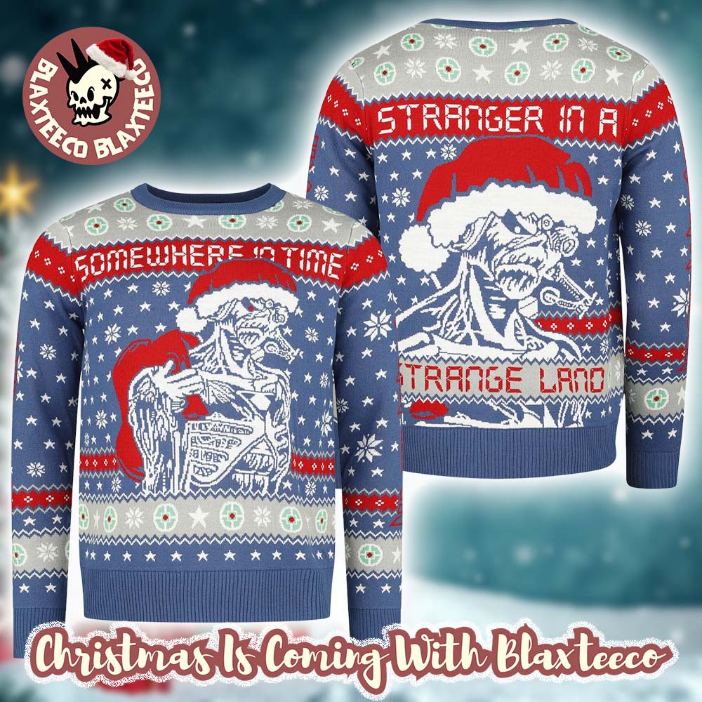 Iron Maiden Future Eddie Somewhere In Time Stranger In A Strange Land Ugly Christmas Sweater - T-Shirt, Sweatshirt, Hoodie
