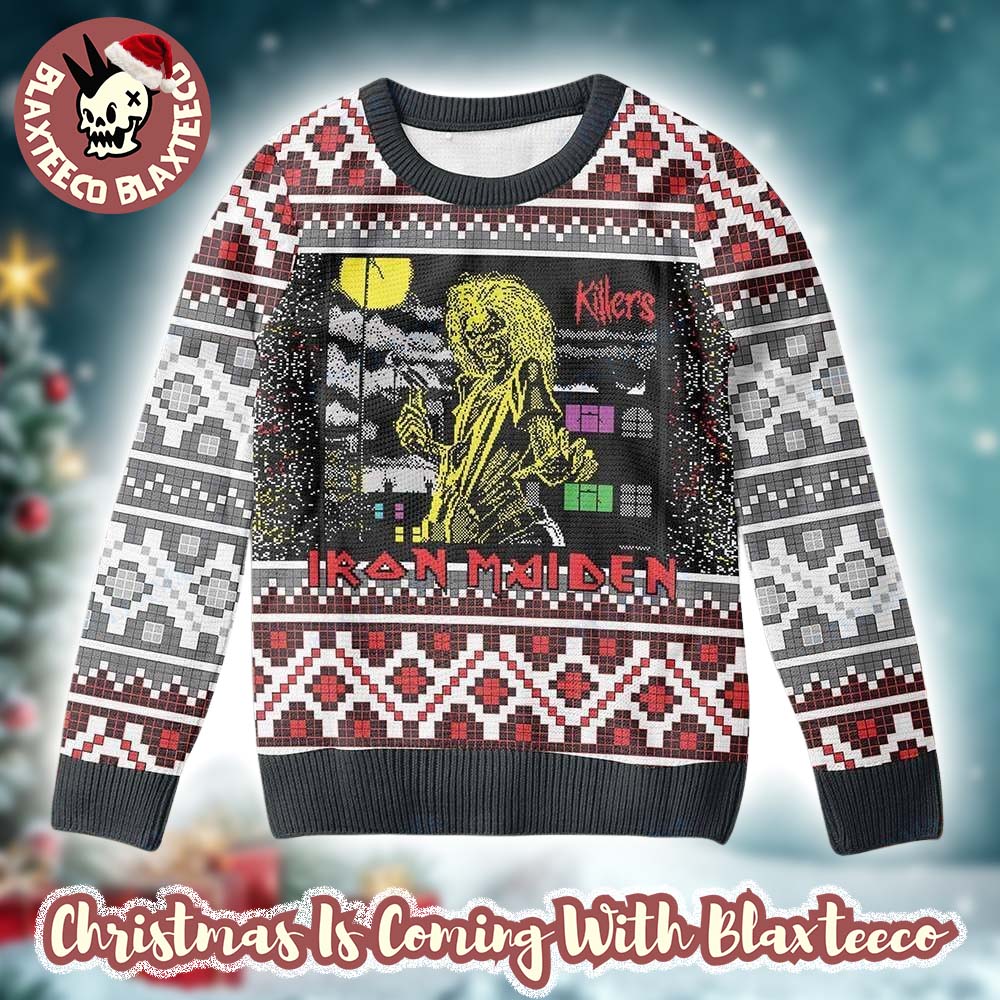 Iron Maiden Killers Album Cover Signature Eddie Holiday 2025 Ugly Christmas Sweater Unisex T-shirt, Sweatshirt, Hoodie, Long Sleeve Tee - T-Shirt, Sweatshirt, Hoodie