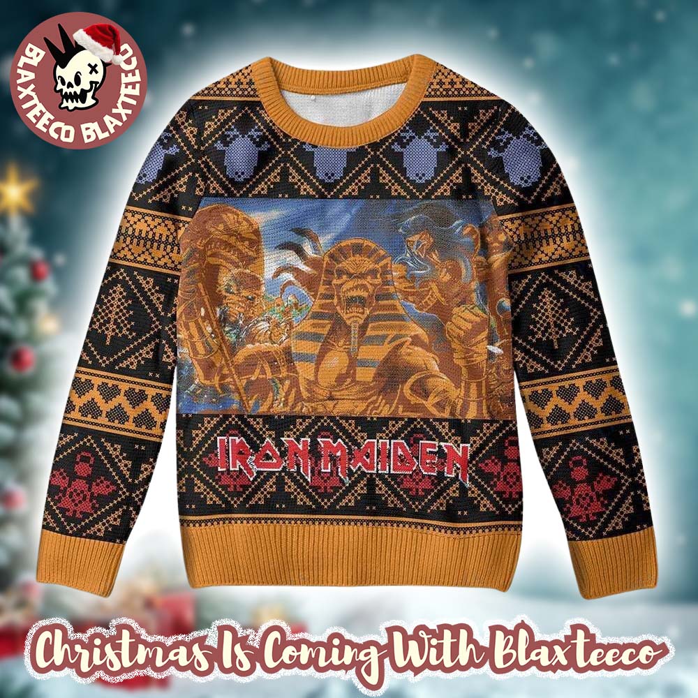 Iron Maiden Powerslave Egyptian Gods Ugly Christmas Sweater Unisex T-shirt, Sweatshirt, Hoodie, Long Sleeve Tee - T-Shirt, Sweatshirt, Hoodie