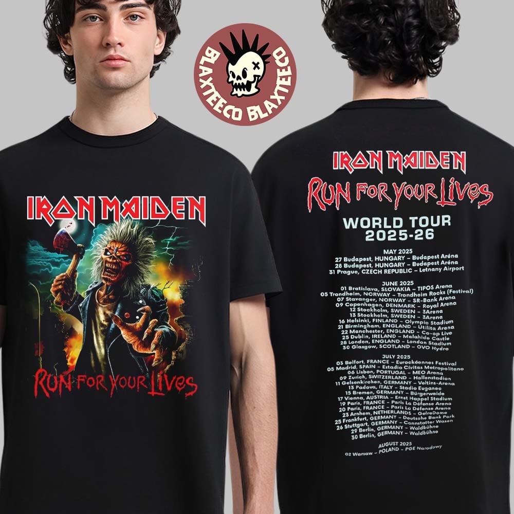 Iron Maiden Run For Your Lives World Tour 2025-2026 With Tour Dates Two Sides Unisex T-Shirt - T-Shirt, Sweatshirt, Hoodie