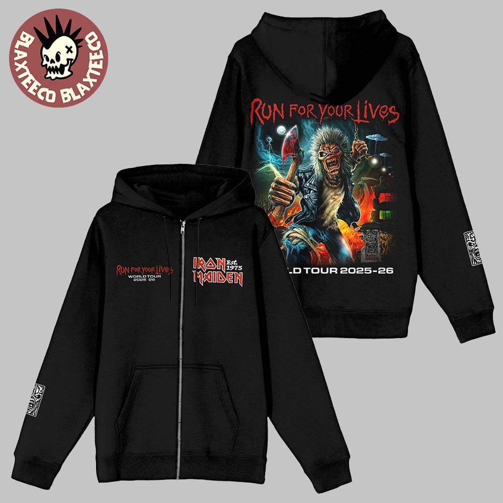 Iron Maiden Run For Your Lives World Tour 2025 2026 Zip Hoodie Unisex T-shirt, Sweatshirt, Hoodie, Long Sleeve Tee - T-Shirt, Sweatshirt, Hoodie