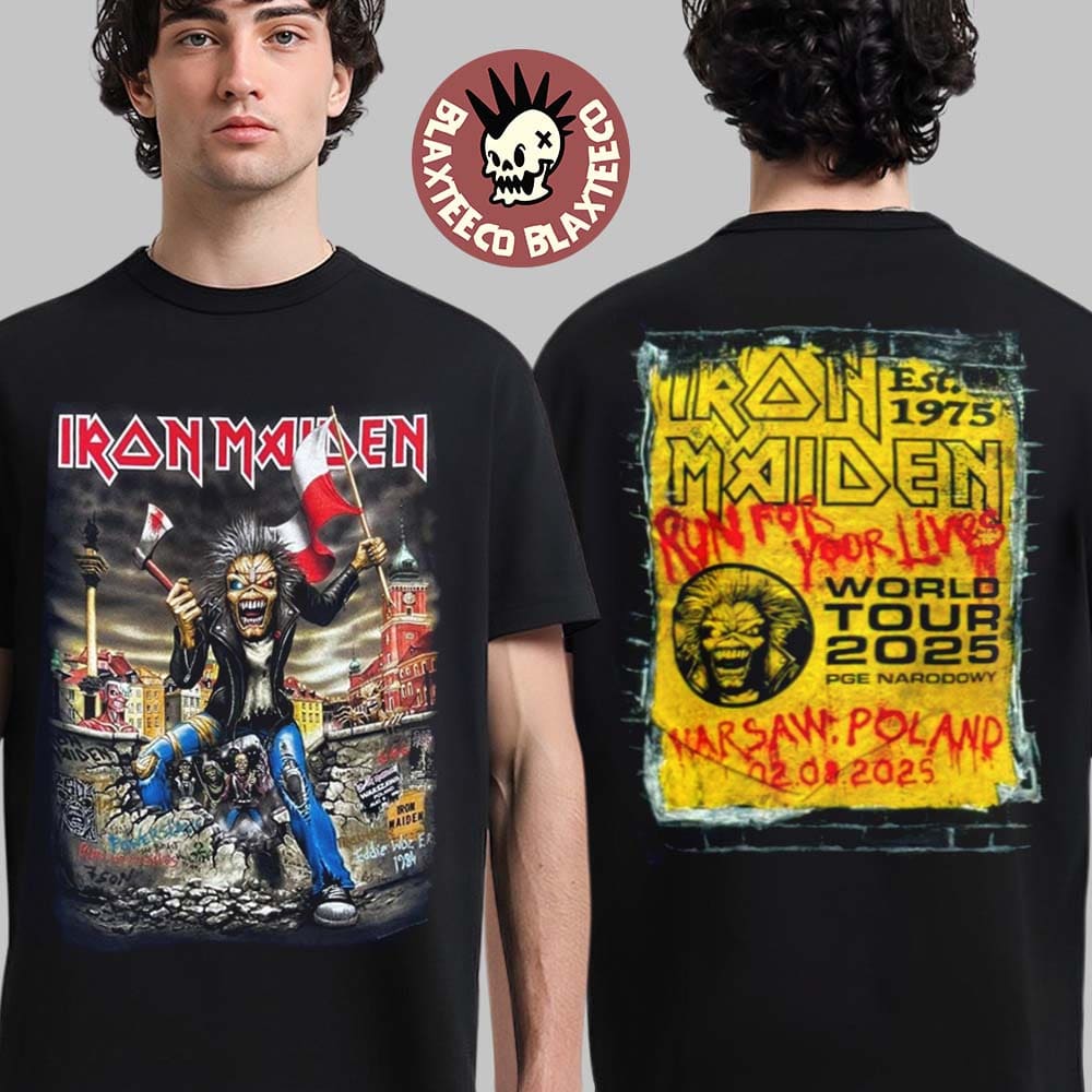 Iron Maiden Run For Your Lives World Tour 2025 Warsaw Poland Exclusive Merch Tee At PGE Narodowy On August 2 2025 T-Shirt - T-Shirt, Sweatshirt, Hoodie
