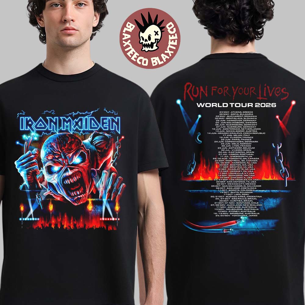 Iron Maiden Run For Your Lives World Tour 2026 Merch 3D Eddie Two Sided T-Shirt Unisex T-shirt, Sweatshirt, Hoodie, Long Sleeve Tee - T-Shirt, Sweatshirt, Hoodie