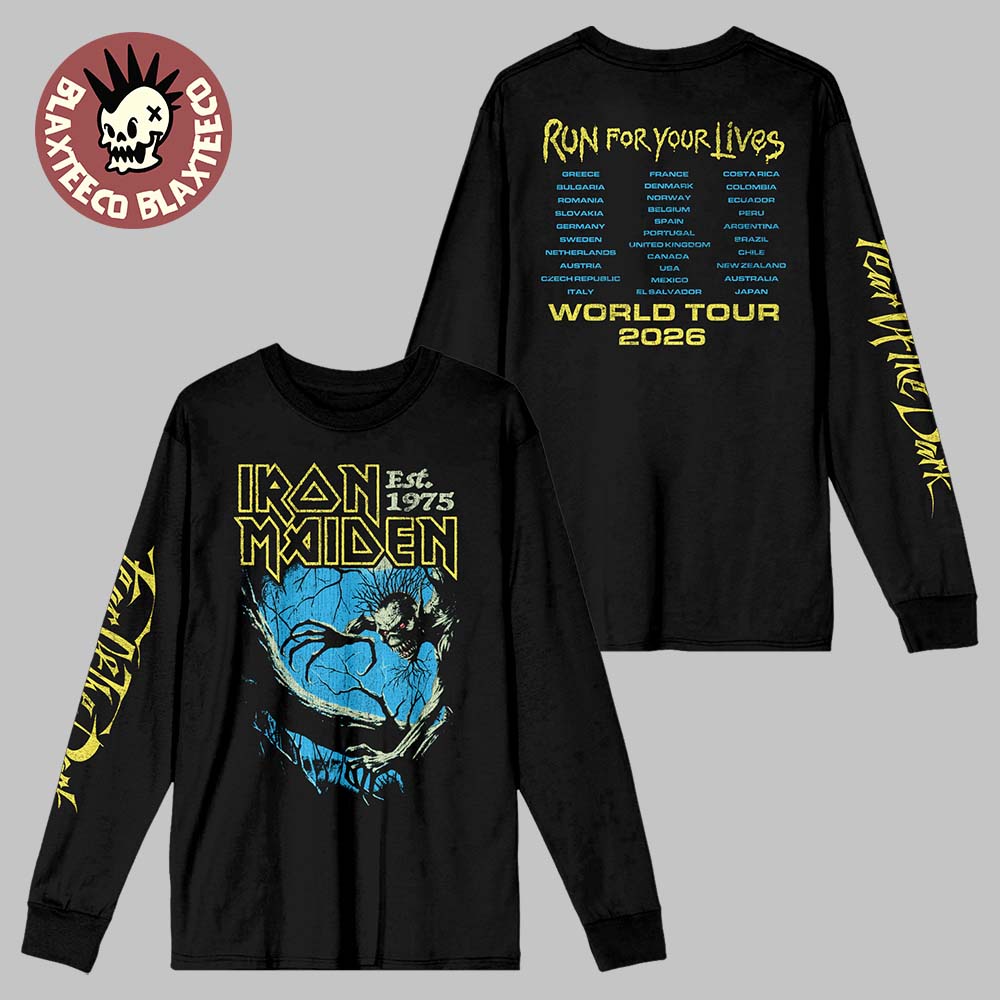 Iron Maiden Run For Your Lives World Tour 2026 Merch Fear Of The Dark Long Sleeve Tee Unisex T-shirt, Sweatshirt, Hoodie, Long Sleeve Tee - T-Shirt, Sweatshirt, Hoodie