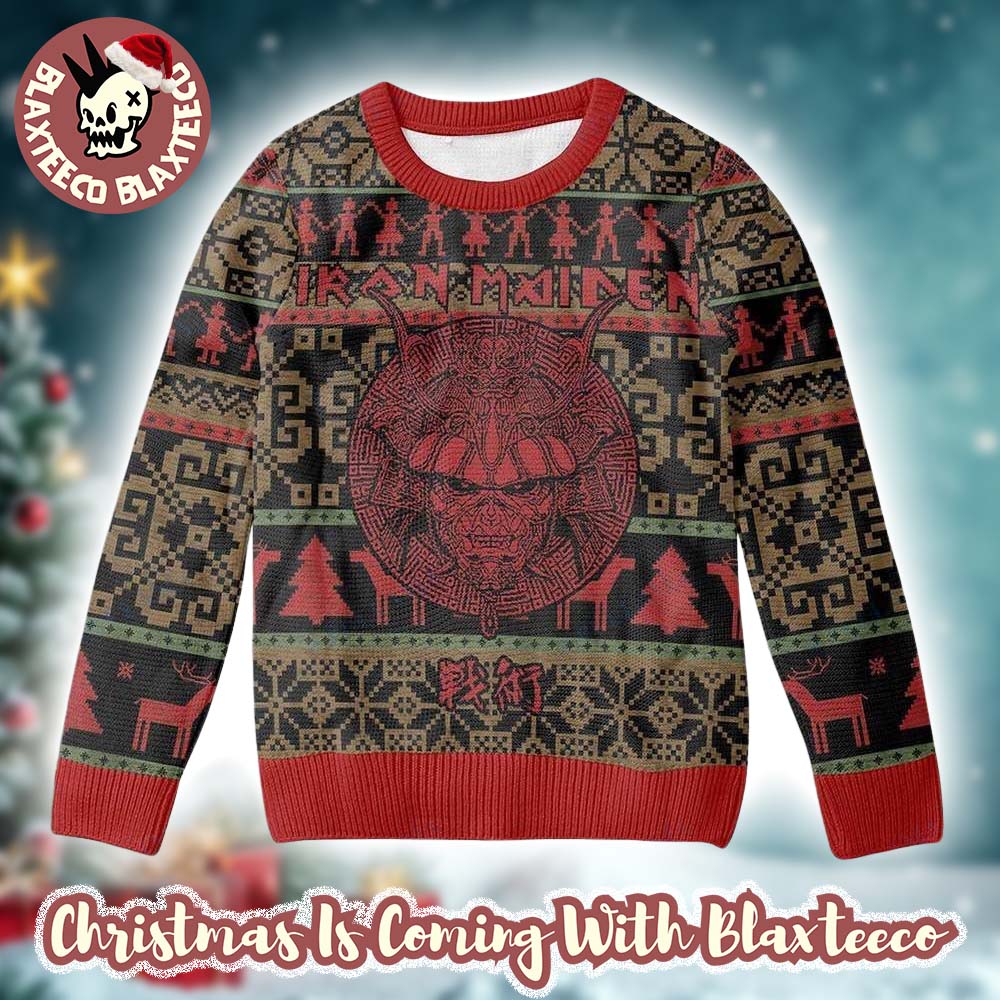 Iron Maiden Senjutsu Samurai Eddie Holiday Gift For Fans 2025 Ugly Christmas Sweater Unisex T-shirt, Sweatshirt, Hoodie, Long Sleeve Tee - T-Shirt, Sweatshirt, Hoodie