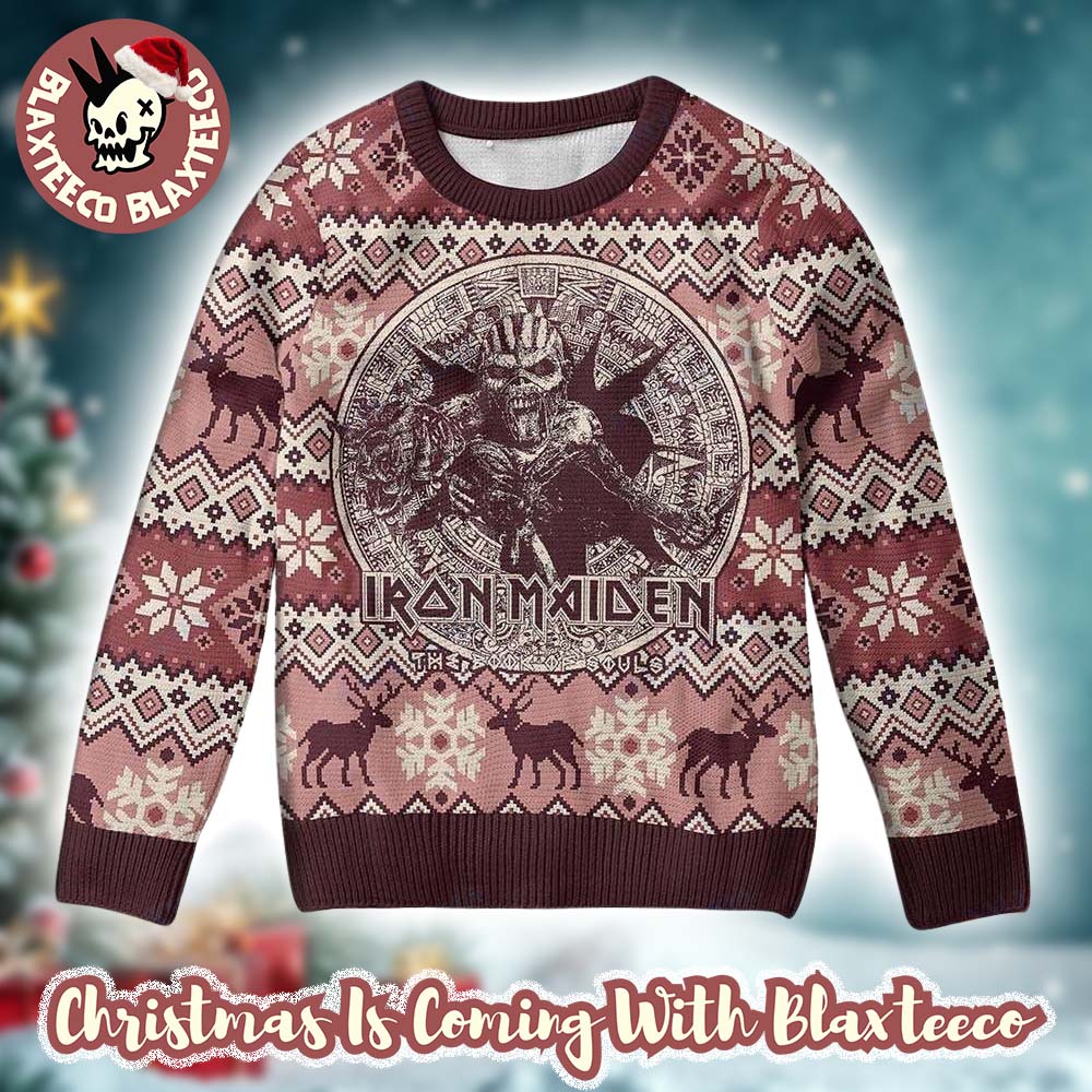 Iron Maiden The Book Of Souls Mayan Eddie Reindeer Snowflakes Pattern Xmas Gift For Fans Ugly Christmas Sweater - T-Shirt, Sweatshirt, Hoodie