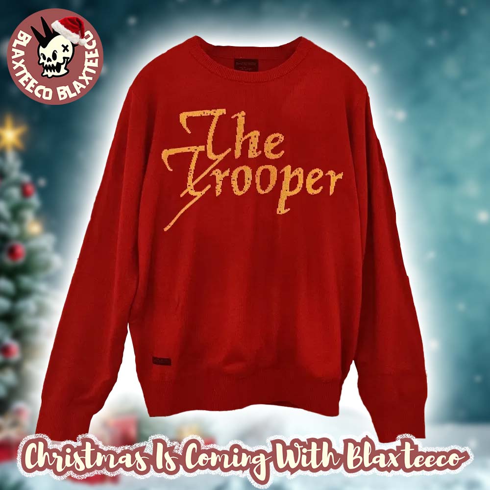 Iron Maiden The Trooper Text Holiday Red Knitted Ugly Christmas Sweater Unisex T-shirt, Sweatshirt, Hoodie, Long Sleeve Tee - T-Shirt, Sweatshirt, Hoodie