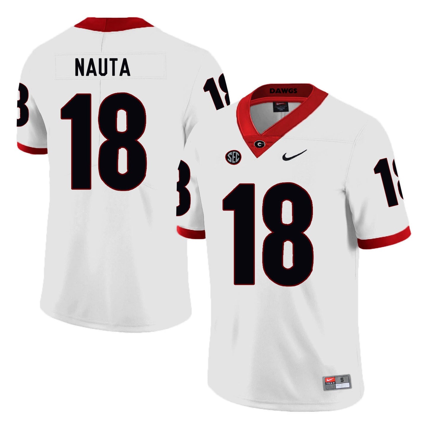 Isaac Nauta 18 White College Football Jersey football jersey product view 1