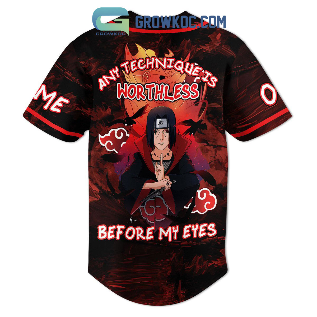 Itachi Any Technique Is Worthless Before My Eyes Personalized Baseball Jersey baseball jersey product view 3
