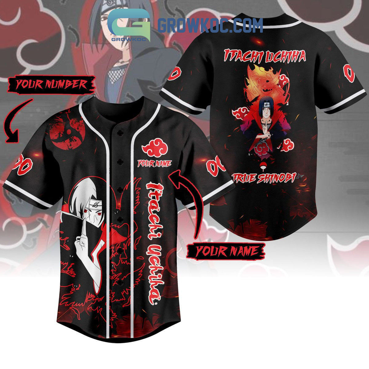 Itachi Uchiha True Shinobi Personalized Baseball Jersey baseball jersey product view 1