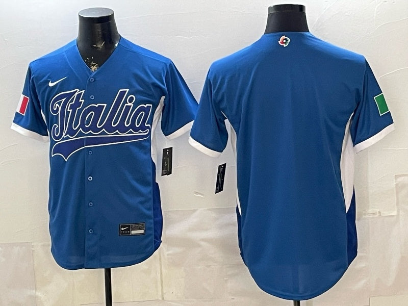 Italy Baseball Blue 2026 World Baseball Classic Home Stadium 26 World Cup Style 1 Soccer Jersey baseball jersey product view 1
