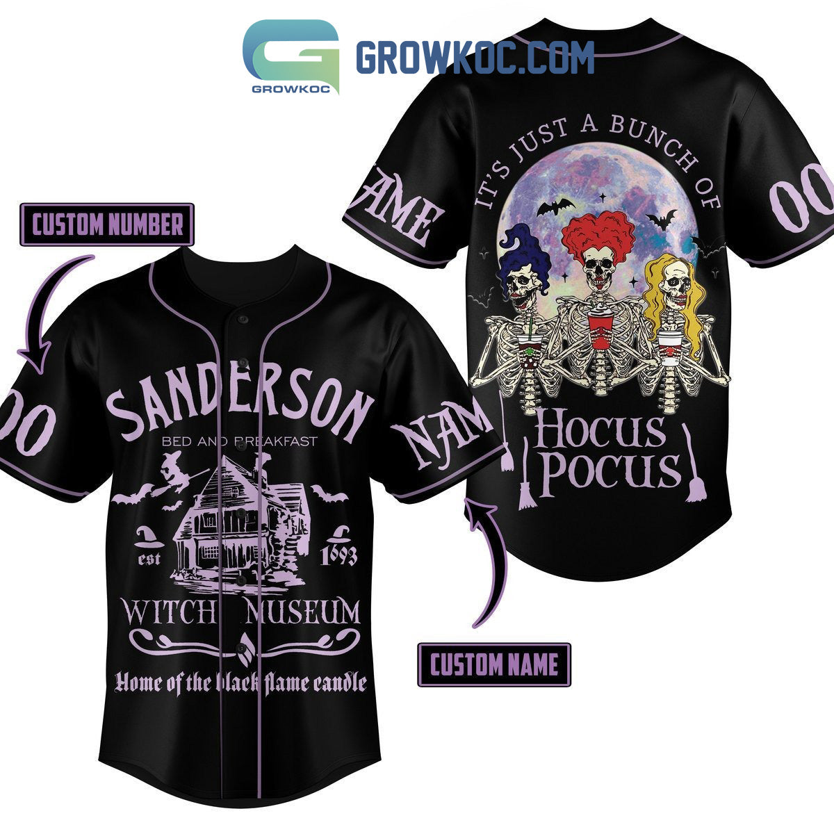 It’s Just A Bunch Of Hocus Pocus Sanderson Bed And Breakfast Personalized Baseball Jersey baseball jersey product view 3