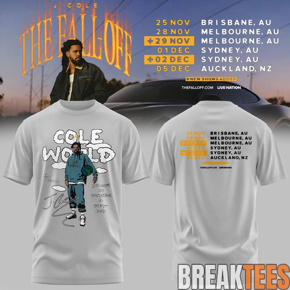 J. Cole The Fall-Off World Tour 2026 Shirt Unisex T-shirt, Sweatshirt, Hoodie, Long Sleeve Tee - T-Shirt, Sweatshirt, Hoodie