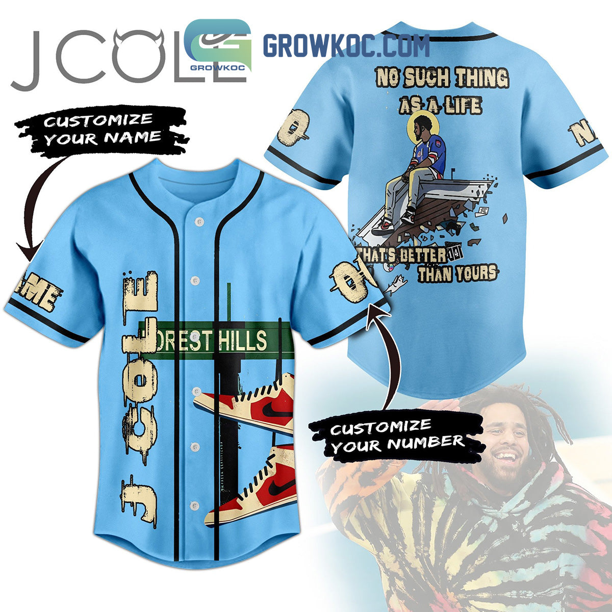 J. Cole No Life Is Better Than Yours Personalized Baseball Jersey baseball jersey product view 1