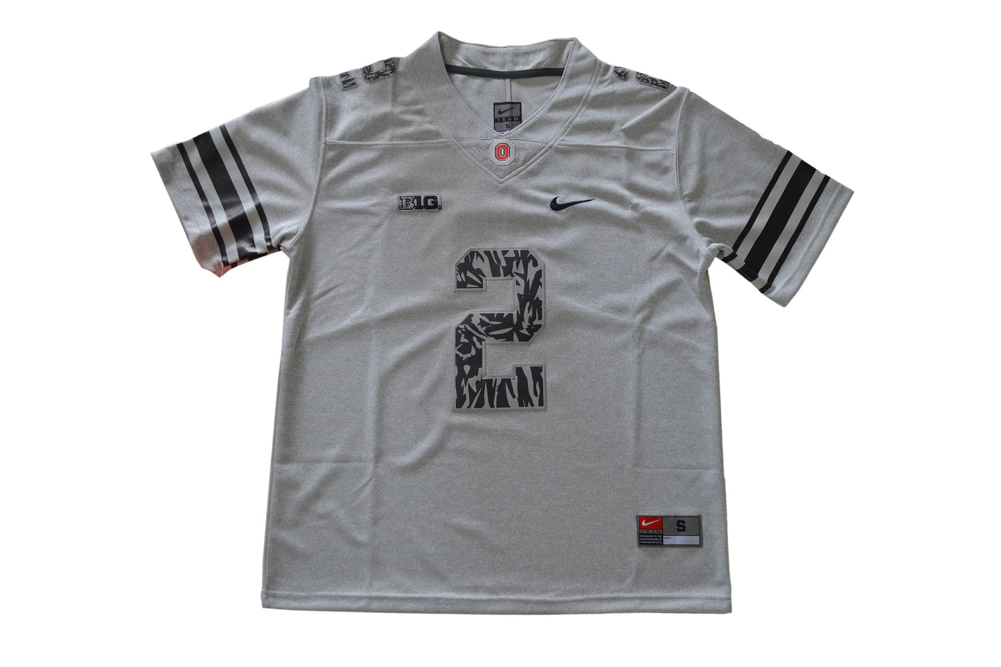 J.K Dobbins #2 17 Light Carbon Gray 2 College Football Jersey football jersey product view 1